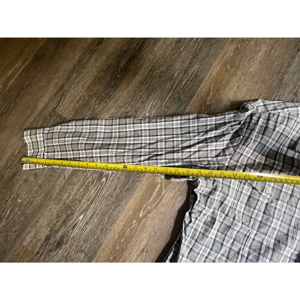 Banana Republic Plaid Button Down Mens Large Grey‎ Excellent Long Sleeve Pockets